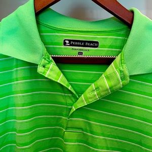 Pebble Beach Performance neon green golf polo
